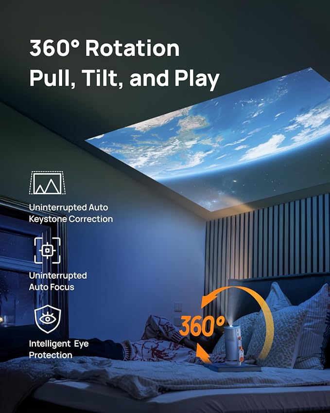 XGIMI MoGo 4 Laser Portable Projector with 4 Filters, 550 ISO Lumens, 360° Built-in Stand, Built-in Battery, 2.5H Movie Time, Google TV with Licensed Netflix, 2×6W Harman Kardon