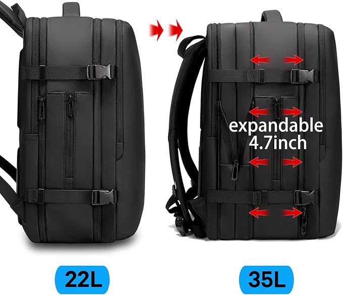 BANGE 35L Men's Expandable Laptop Backpack for 17.3Inch Laptop, Carry On Backpack Fits Under Seat Airline Approved, Personal Item Travel Bag for Men…
