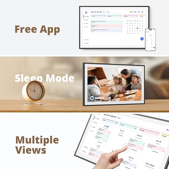 Dragon Touch 21.5" Digital Calendar Chore Chart – 1080P Full HD Interactive Touchscreen, Smart Family Planner, Hearth Display Digital Calendar Wall & Desk Mountable for Seamless Scheduling