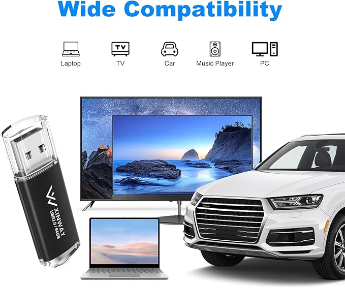 64GB USB 2.0 Flash Drives Thumb Drives Memory Stick Jump Drive Zip Drive, 5 Pack Mixed Colors: Black Blue Green Gold Purple