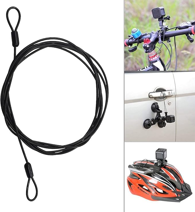 100CM/3.3ft 3mm Outdoor Travel Security Cable Lock,Braided Steel Coated Safety Cable Luggage Lock,Safety Cable Wire Rope Double Loop Lightweight GOMRQING (2 Pack)