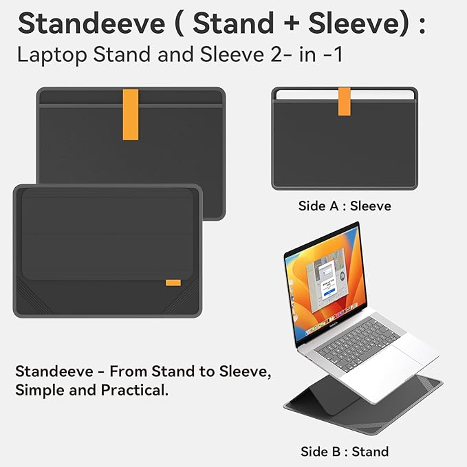 Smatree MobileBase Laptop Shoulder Sleeve for 15.3 inch Macbook Air M4 2025/M3 2024/M2 A3114, for 16 inch Macbook Pro M4 2024/M3/M2 2023 A2991 A2780 A2485, Hard Laptop Carrying Case with Stand (A485S)