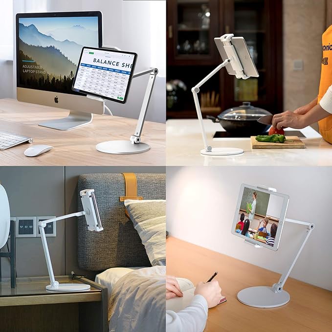 Surface Pro Stand, iPad Pro 12.9 Holder, Multi-Angle Adjustable Tablet Stand Holder for 4.7''- 13'' Screen Microsoft Surface Pro Series, iPad Pro 11/12.9, iPad, mini, Air and More (White)