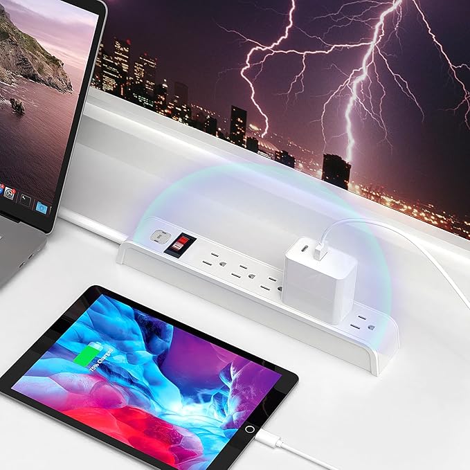 Surge Protector Power Strip, 4 Feet Extension Cord, 600 Joules Surge Protection, Multiple Protection 6 Outlet Strip, 14 AWG Cord, 15A/1875W, ETL Listed (1 Pack)