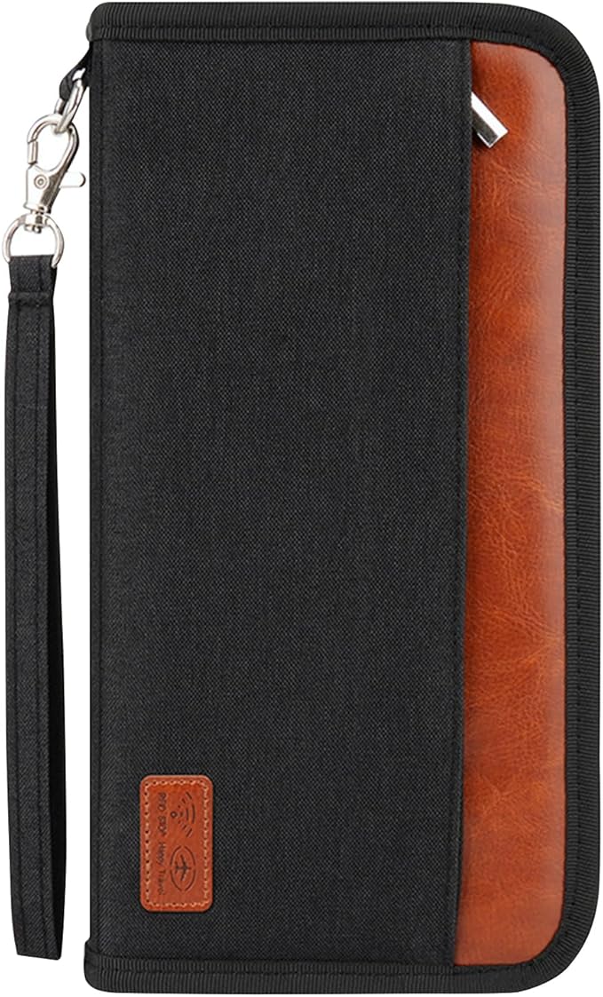 Passport Holder Family - RFID Blocking Passport Organizer,Travel Essentials Premium Wallets Credit Cards Case, Multi Pocket Waterproof Document Bag for Men Women Airports Vacations Business Trips