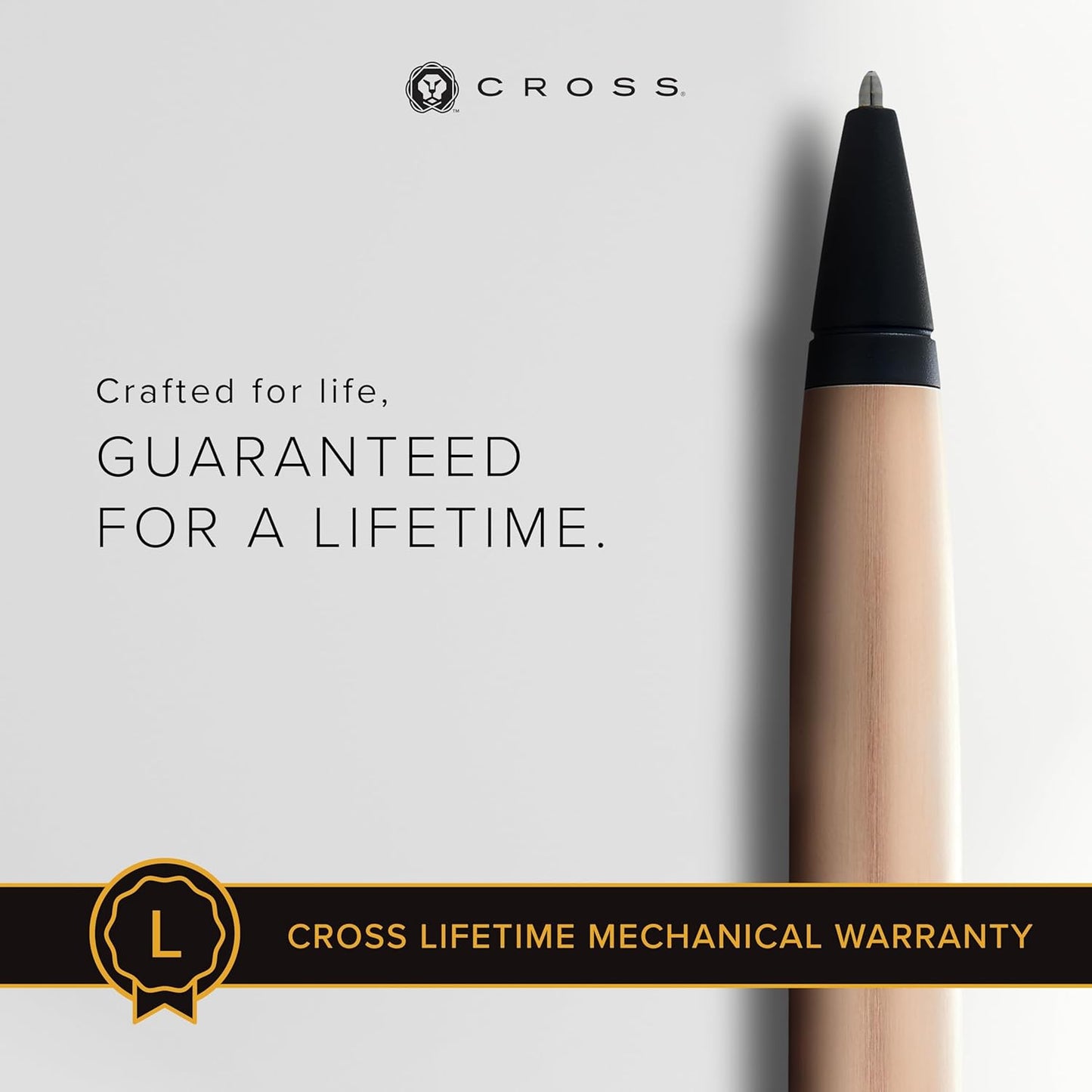 Cross Calais Refillable Ballpoint Pen Presented in a Luxury Gift Box - Medium Point, Black Ink, Brushed Rose Gold & Black