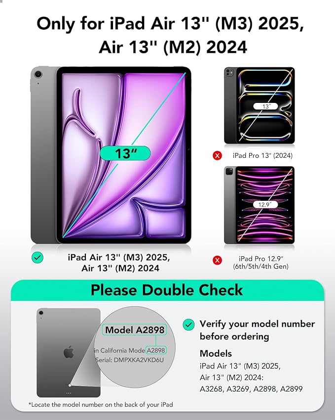 ESR 2 Pack Screen Protector for iPad Air 13 Inch M3/M2 2025/2024 (7th/6th Generation), 9H Tempered Glass Film with UltraFit Tray, Apple Pencil Support, Scratch Resistant, HD Clarity, Bubble Free