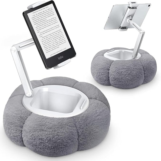 CreaDream Pumpkin Tablet Pillow Stand Holder for Kindle iPad, Adjustable Phone Pillow Stand for Lap Bed with Detachable Snack Bowl, Compatible with 4.7"-13" Tablet, iPad, iPhone, Samsung Tabs, Kindle