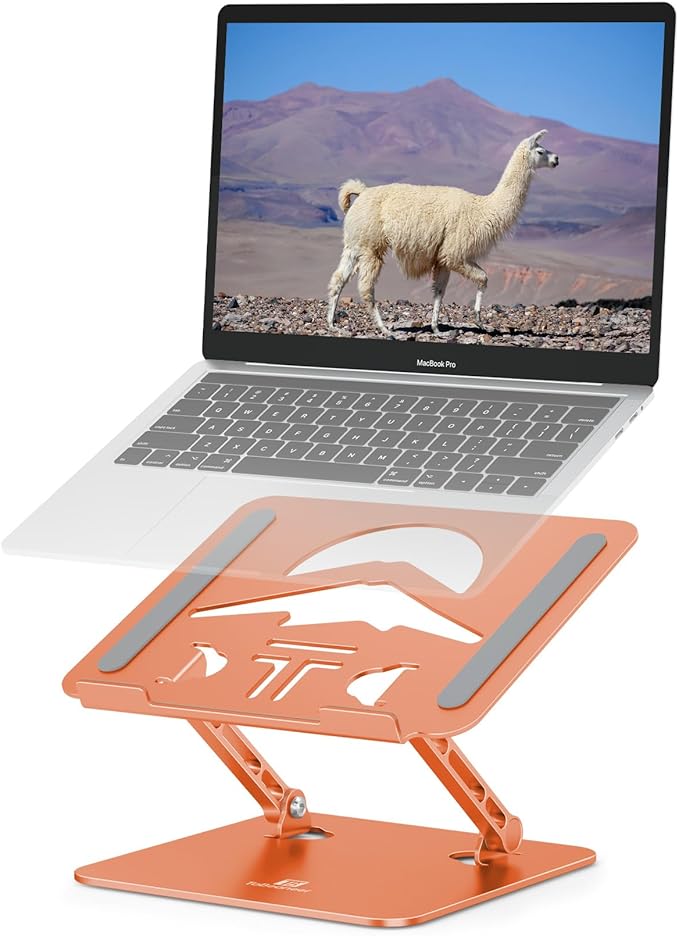 Laptop Stand, Ergonomic Adjustable Computer Stand for Collaborative Work, Foldable and Portable Heat Sink Computer Stands, Fits up to 15.6-inch Laptops (Orange)