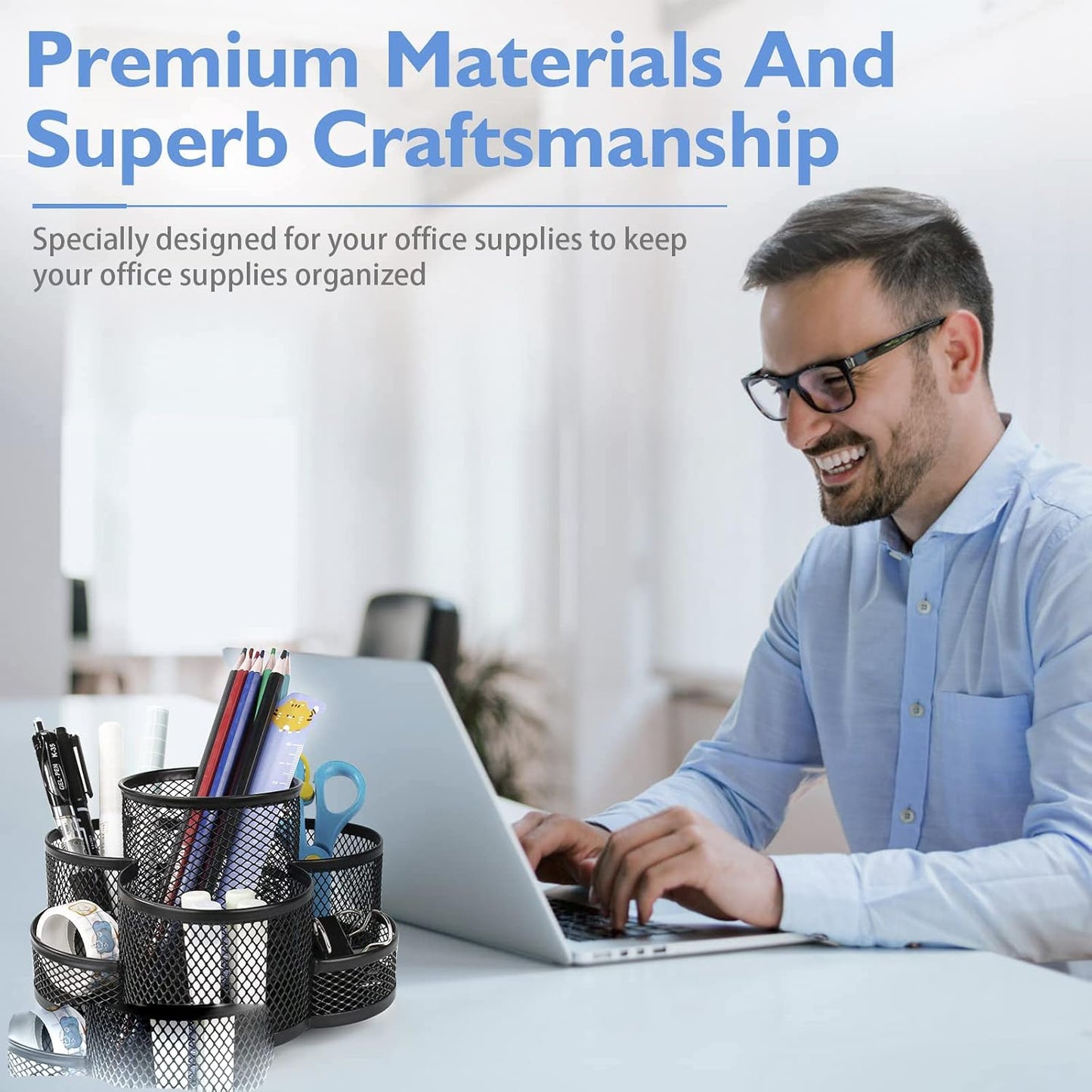 360 Rotatable Metal Mesh Desktop Pen Holder Pencil Holder Pencil Organizer Stationery Organizer Pen Pot Makeup Brush Organizer for Home School Office (Pink)