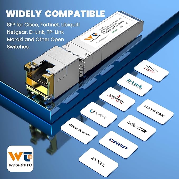 10G SFP+ to RJ-45 Transceiver, 1.25/2.5/5/10G-T Copper SFP+ CAT6a Module, Auto-Negotiation, Up to 30m, for Cisco SFP-10G-T-S, Ubiquiti UniFi UF-RJ45-10G, Meraki, TP-Link, Mikrotik, Netgear and More