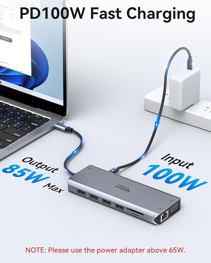 Selore USB C Docking Station Dual Monitor,LaptopDocking Station,14 in 1 Docking Station 3 Monitors with 2 HDMI,VGA,10G USB A/C,100W PD,6 USB A/C Ports,USB C Hub Multiport Adapter for Windows Laptop