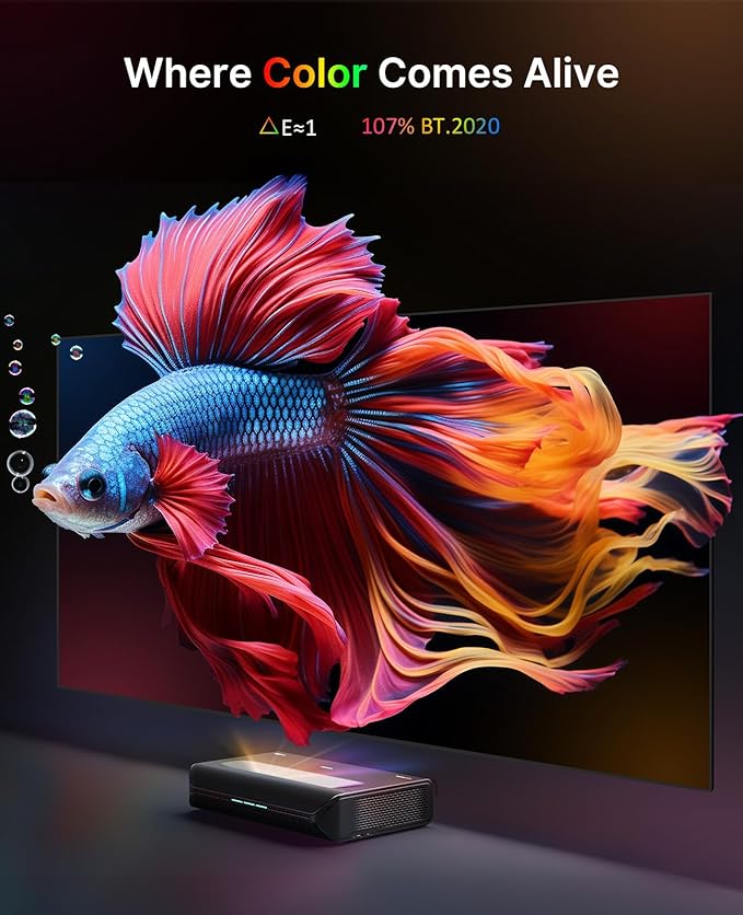 NexiGo Aurora Pro MKII, 4K Tri-Color Laser UST Projector, 30000:1 Contrast Ratio, Dynamic Iris & Laser Dimming, 0.21:1 Throw Ratio, Dolby Vision & Atmos, HDR10+, 3D, 4.2ms ~ 8ms Low Latency