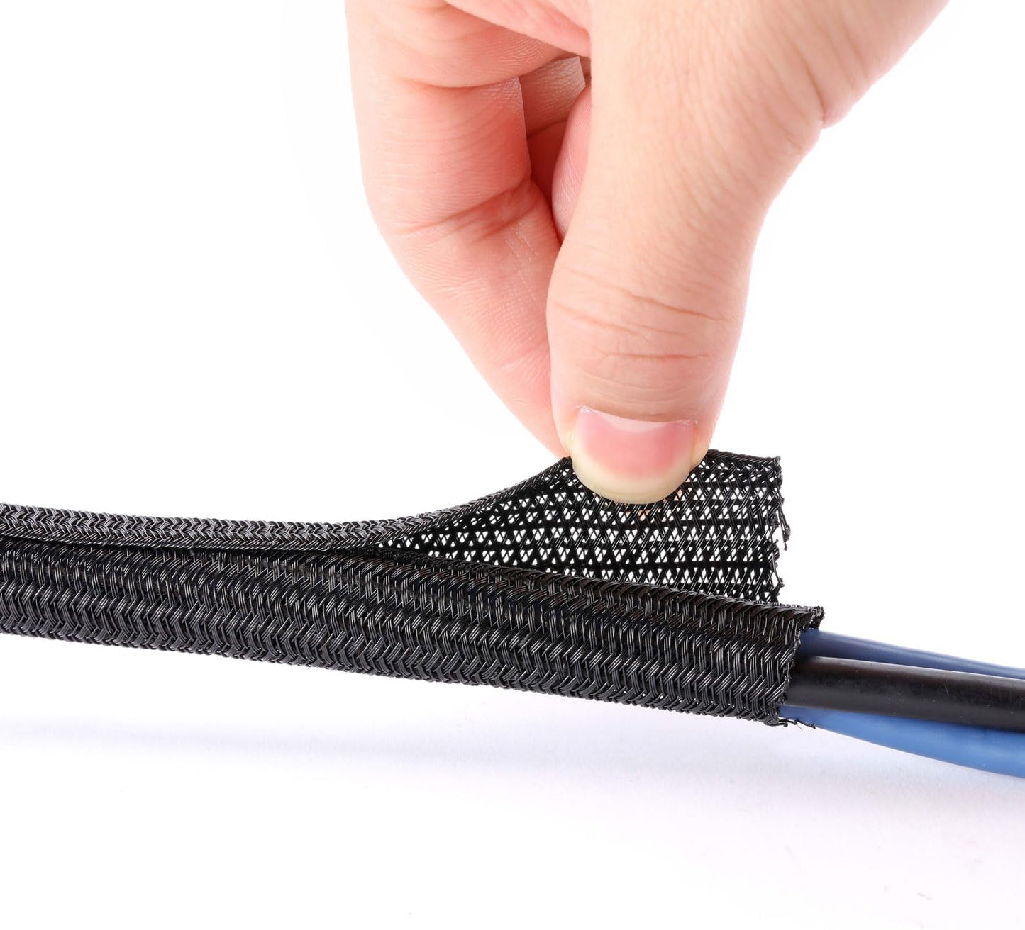 25ft - 1/2 inch Cord Protector, Split Sleeve Cable Management, Heavy Duty Wire Loom Tubing for Power Cords/USB/Audio Video – Pet Proof Chew Resistant Sleeving - Black