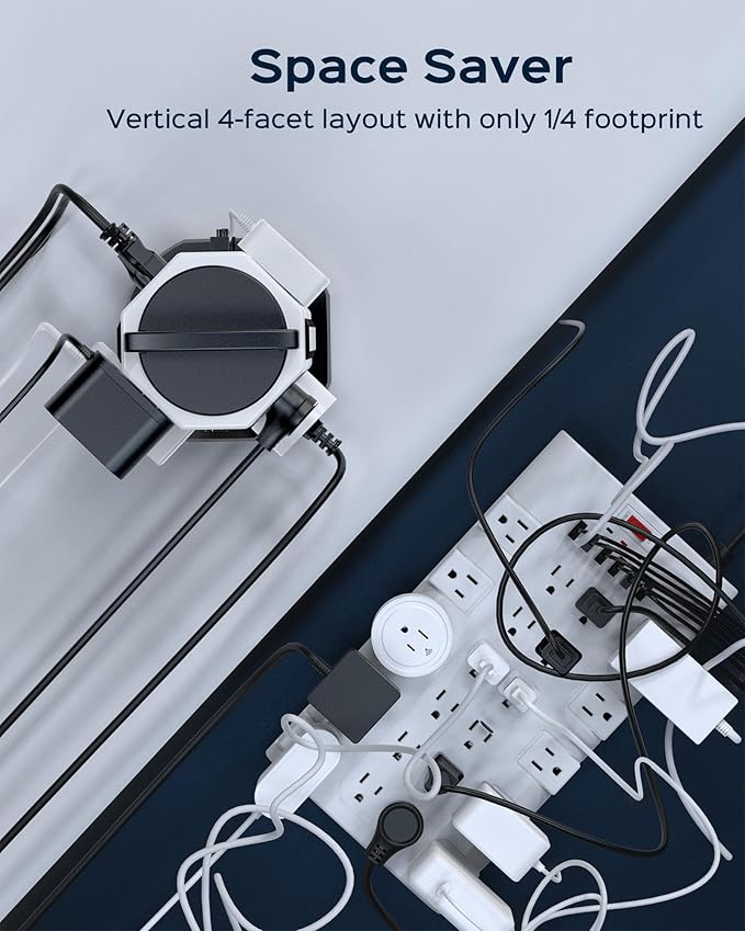 Power Strip Tower Surge Protector - JACKYLED 16 AC Outlets(13A) 6 USB Ports Electric Charging Station, 1050J Surge Electric Tower, 1625W Outlet Extender, 6.5ft Heavy Duty Extension Cord for Home