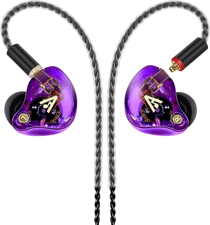 Vibes 202 Wired Earbuds - HiFi in Ear Monitor Headphones – Professional Noise-Isolating Ear Buds - Clear Sound, Deep Bass & Comfort-Fit IEM Earphones - MMCX to 3.5mm, Silver Plated Cord, Carrying Case