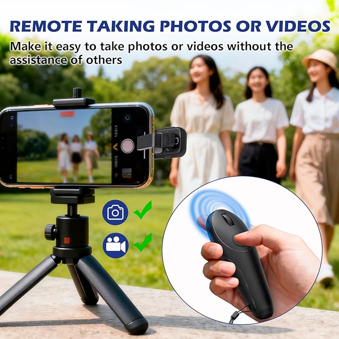 Remote Control Page Turner for Kindle Paperwhite Oasis Scribe Kobo, RF Page Turner Clicker for Kindle Device iPhone iPad Tablets, Novels Ereader Accessories with Wrist Strap Storage Bag