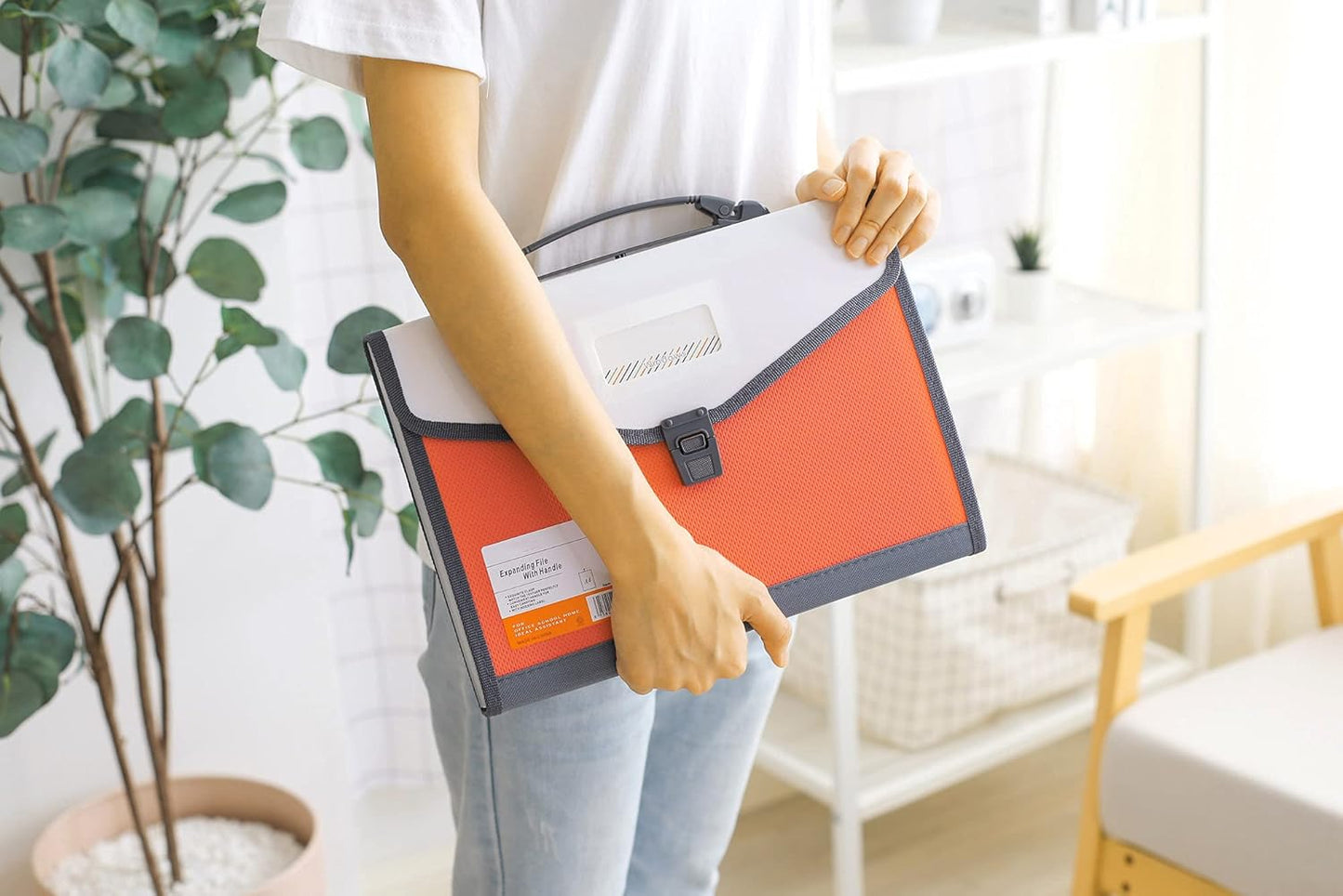 Expanding Accordion File Folder with Labels, 13 Pocket Document Organizer, Letter A4 Size, 1 Pack