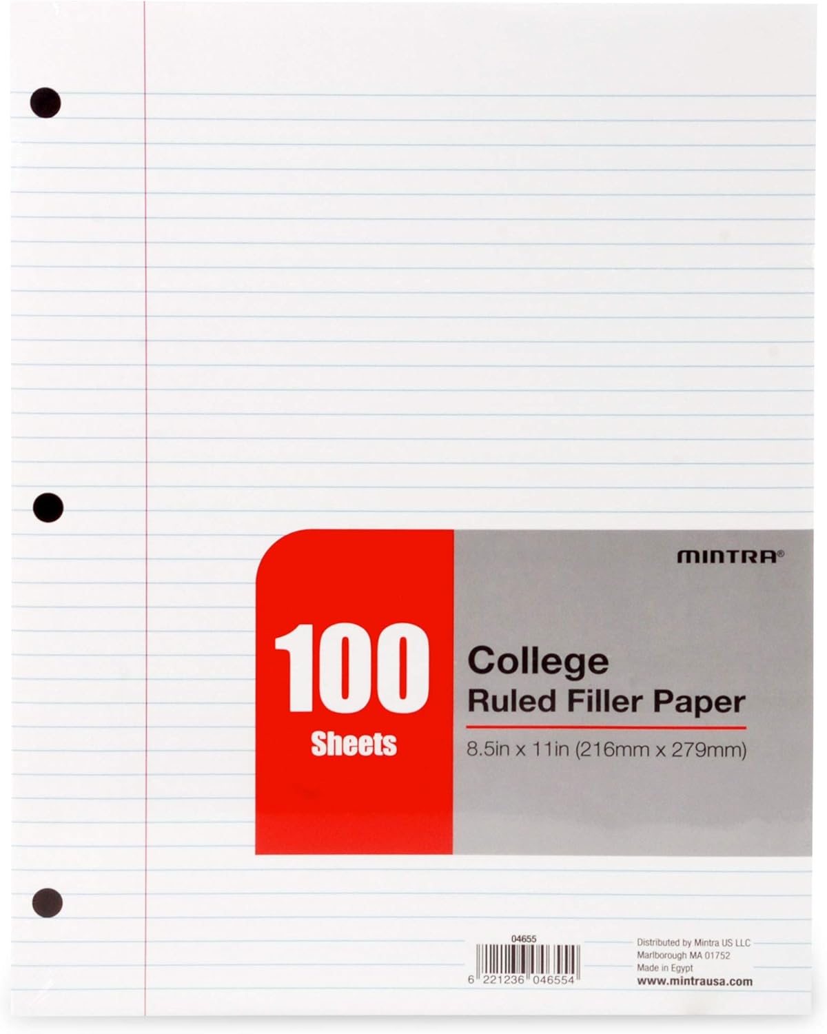 Mintra Office Filler Paper (College Ruled, 600 Sheets (6pks of 100))