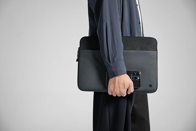 Incase A.R.C. Sleeve with ReSpun Recycled Polyester - 15 inch and 16 inch MacBook/Laptop & iPad/Tablet Case - Cushioned Faux Fur Lining, External Zippered Slip Pocket - Black