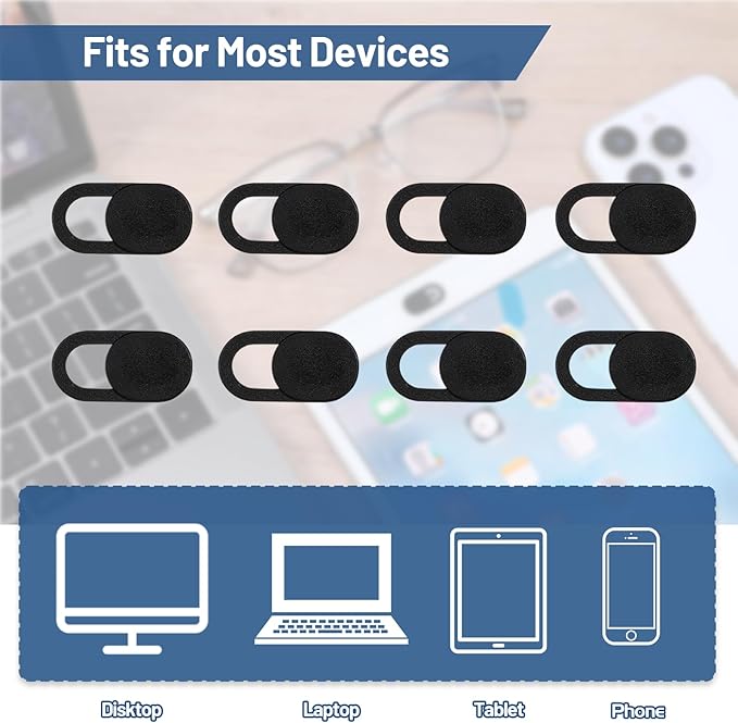 60 Pcs Webcam Cover Slide Universal Ultra Thin Laptop Camera Cover Slide Web Camera Covers Blocker Slider Protect Your Visual Privacy Cell Phone Accessories for Laptop Computer (Black)