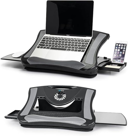 EHO Portable Lap Desk with Cushion, Detachable Mouse Pad Tray and Phone Holder, Adjustable Laptop Stand with 5 Angles, for Home, Office, Sofa, Bed