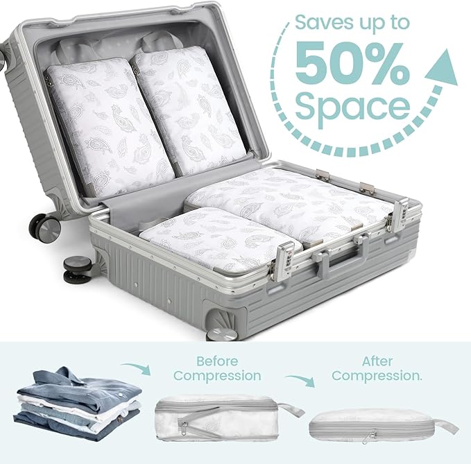 Cambond Compression Packing Cubes for Travel Women - Travel Bags Luggage Organizers Travel Essentials Compression Cubes for Travel Carry on Suitcases Organizer