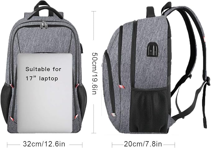 Laptop Backpack for Men, Large Anti-Theft Business Travel Backpack with USB Charging Port, Water Resistant College School Computer Bag for Men/Women for 17 Inch Laptop and Notebook