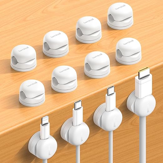 Lamicall 12Pack Rotatable Cord Organizer, Office Desk Nightstand Accessories - Cable Clips Management, Birthday Gifts for Teens Friends, Desk Phone Charger Holder Gadget, Home Workspace Organizer