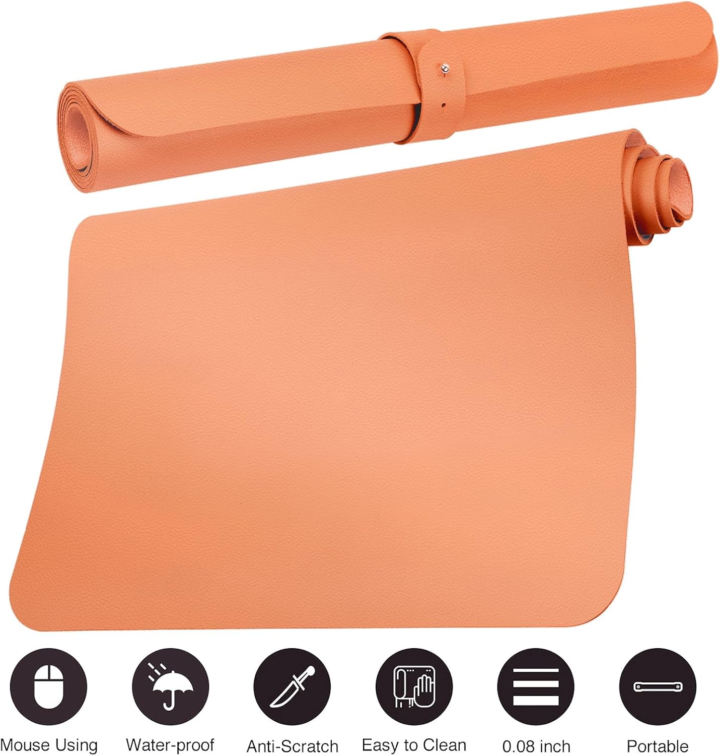 Boutilon Leather Desk Pad Protector,Non-Slip Mouse Pad,Laptop Desk Pad,Office Mouse Mat,Waterproof Leather Desk Blotter,Desk Writing Pad for Office and Home (XXXL-Orange Pink,47"x 24")