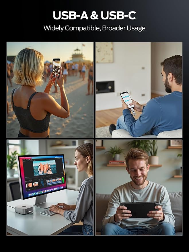 MOVE SPEED 1TB External SSD, 2100MB/s TLC Reliable Transfer Portable SSD with USB 3.2 Gen2x2 + Type C, Cool USB Drive for Phone/Windows/Mac (SP20)