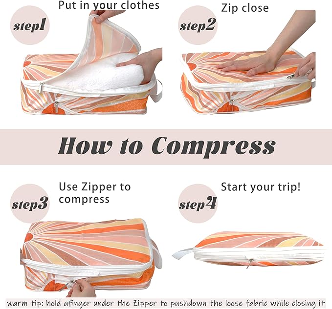 8 Pcs Compression Packing Cubes Travel for Suitcases, Waterproof Luggage Organizer Washable Storage Bags Set for Backpack Travel- Packaging Cubes for Carry-Ons and Storage