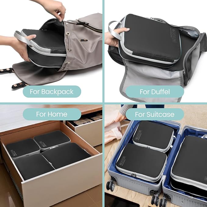 Cambond Compression Packing Cubes for Travel Women - Travel Bags Luggage Organizers Travel Essentials Compression Cubes for Travel Carry on Suitcases Organizer
