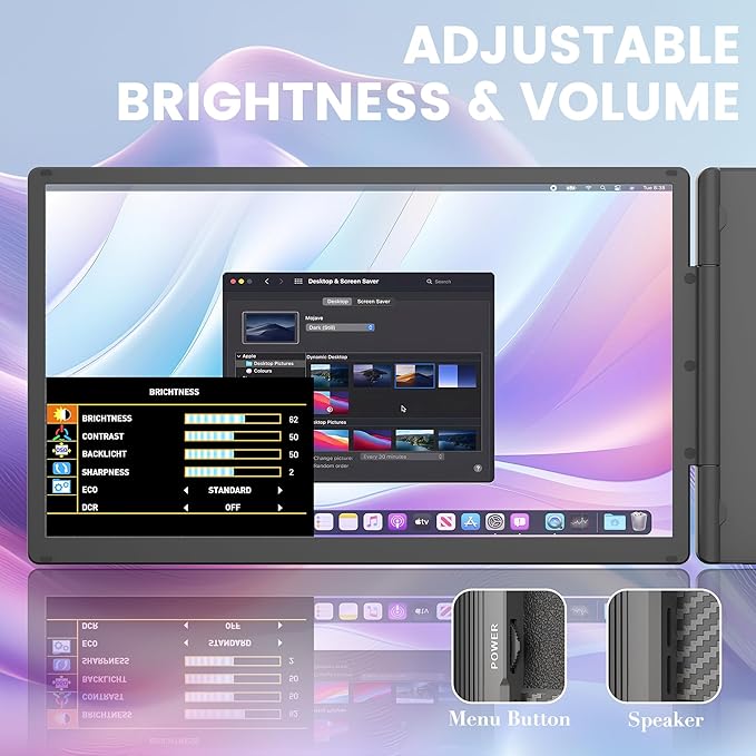 15.6" Laptop Screen Extender, Includes Power Bank, FHD 1080P IPS Triple Laptop Monitor Extender for 13-17" Laptops, Plug & Play with HDMI/USB-A/TYPE-C/Hub, Compatible with Windows, Mac, Android