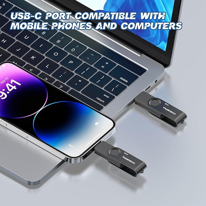 64GB Flash Drive, USB 3.2 Gen 1 Type-C Thumb Drive with 140MB/s Read, 360° Swivel Design, Compact & Lightweight Memory Stick for File Transfer, Photo Backup, and Travel-Friendly Storage