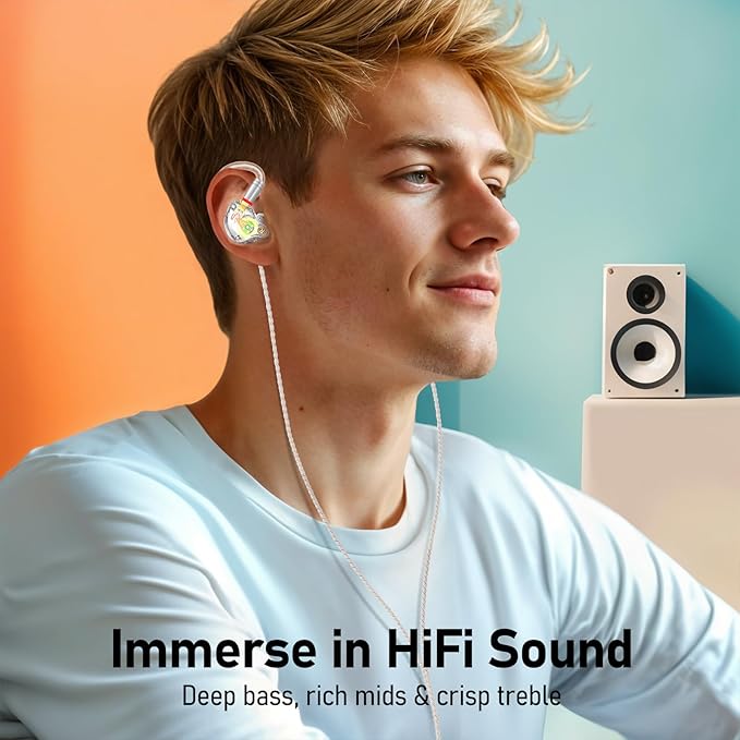 Vibes 202ML Wired Earbuds - HiFi in Ear Headphones - Noise-Isolating Ear Buds w/ Mic - Clear Sound, Deep Bass, Comfort-Fit Earphones - MMCX–Lightning for iPhone 5–14, Silver Plated Cord, Carrying Case