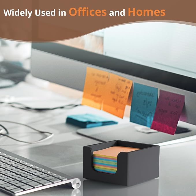 Sticky Note Holder, Post It Note Dispenser for Office Desk Accessories, Self Stick Note Pad Holder, Memo Pad Holder Dispenser Organizer for School Office Desk Supplies, Black