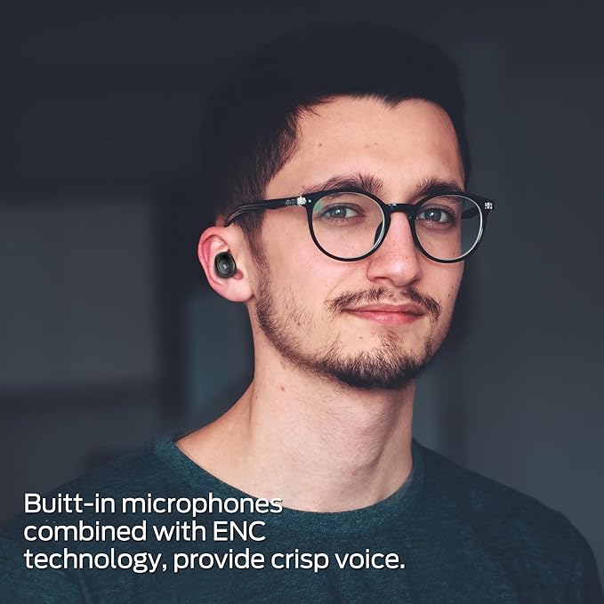 Monster Achieve 300 AirLinks Wireless Earbuds, Bluetooth 5.3 in-Ear Headphones, Touch Control, Built-in Microphone, USB-C Fast Charging, 32H Playtime, Black