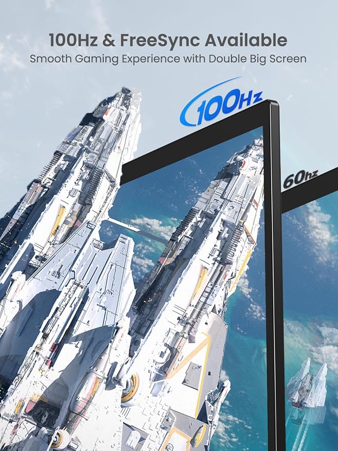 Portable Dual Monitor 18.5" 100Hz FHD 1080P Stacked Monitor, Dual Vertical Displays for Coding/Gaming/Trading, USB-C Mini HDMI Laptop Screen Extender(No Driver Needed)