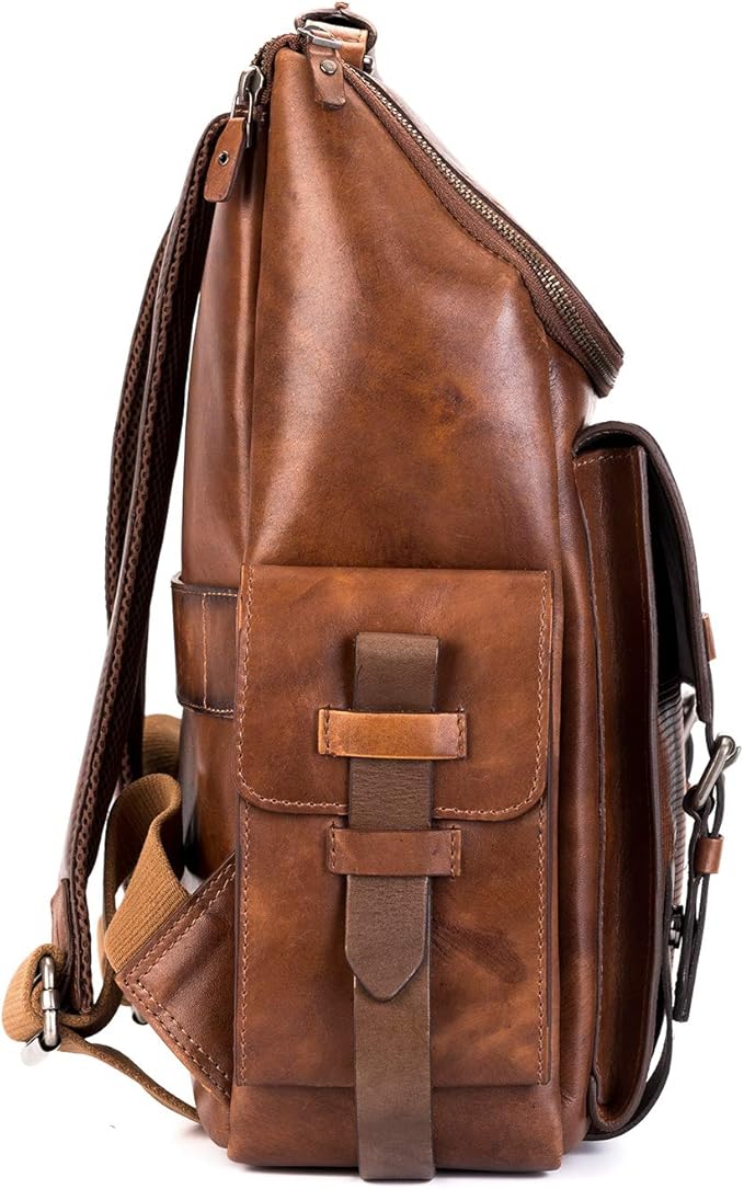 VELEZ Leather Backpack for Men - 15.6 Inch Laptop Bag - Designer Bookbag - Handmade Business Casual Computer Shoulder Bags
