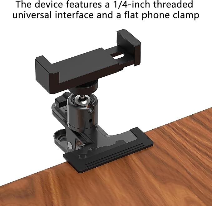 Metal holder Clip Clamp Mount 360 Degree Rotation 1/4 inch Screw for iPhone 16 15 14 13 12 series Samsung Oneplus Xiaomi Cell Phones and Arlo/Blink/Eufycam/Wyze/Nest/reolink/Tapo camera series