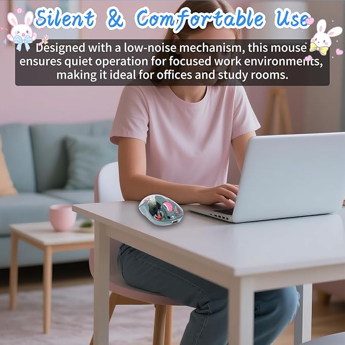 elec Space Cute Wireless USB C Mouse - Bluetooth Triple Mode Rechargeable Cartoon Mouse for Laptops, iPads & MacBook Air/Pro - Silent Operation, Portable Design, Unique Magnetic Character (Green)