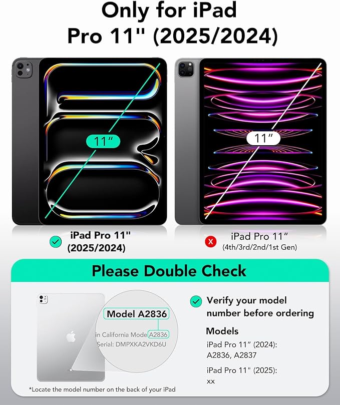 ESR 2 Pack Screen Protector for iPad Pro 11 Inch (M5/M4) 2025/2024, 9H Tempered Glass Film with Ultra Fit Tray, Scratch Resistant, HD Clarity, Bubble Free Application, Apple Pencil Support