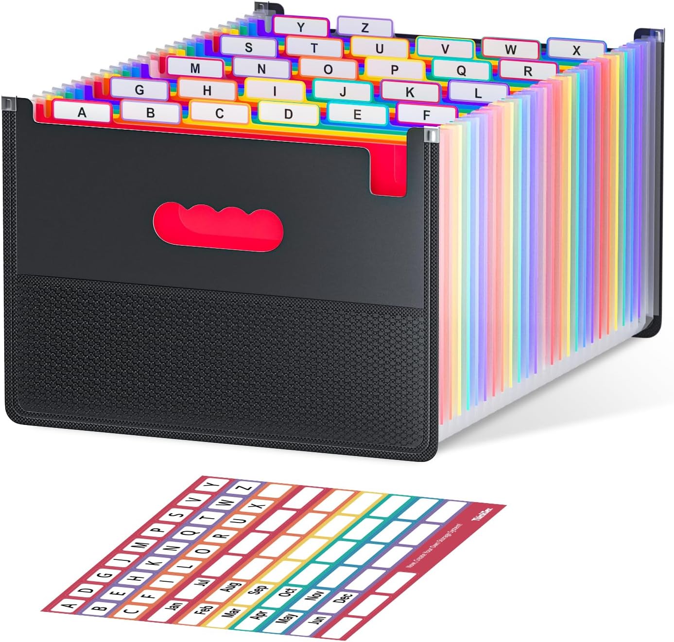 ThinkTex 26 Pockets Expanding File Folder, Upright & Coverless, A-Z Colorful Tabs, Larger Capacity Accordion Folder, Letter/A4 Size for School, Home and Office