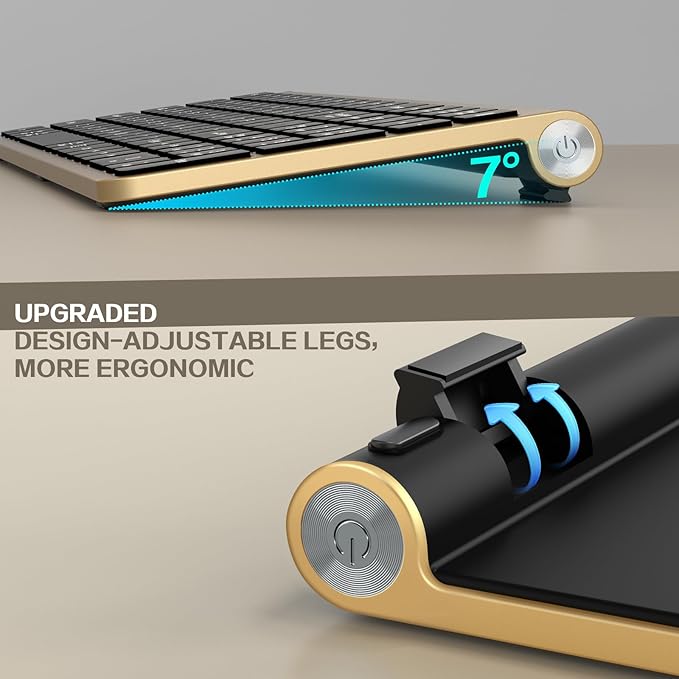 JOYACCESS Black Gold Wireless Keyboard with Low-Profile Keys - 2.4GHz Full-Sized,Windows & Mac OS, Quiet,Ergonomic Keyboard for Computer, Laptop, PC, Mac,Windows- Gold