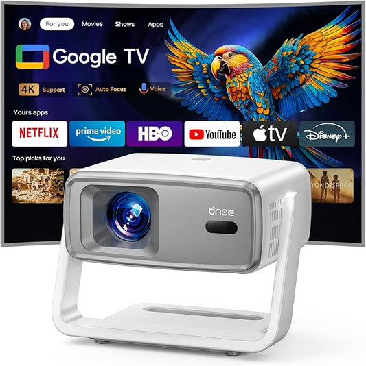 Projector with WiFi and Bluetooth,Outdoor Movie Projector 4K Support,Auto Focus & Voice Control,Built-in 10,000+ Apps Native 1080P Portable Smart Home Proyector