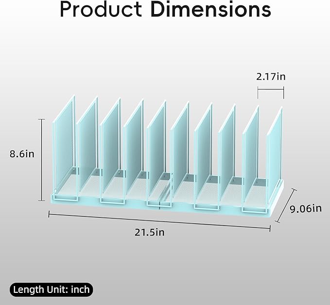 9-Section Desk File Organizer, Vertical File Holder, Mesh Desktop File Folder Metal File Organizer Stand for Office Home Classroom, Blue