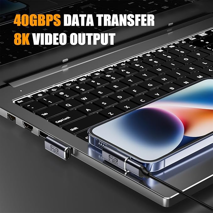 PANPEO 90 Degree USB C Adapter,2 Pack Right USB-C 240W Male to Female Adapter Extender for Steam Deck, ROG Ally, MacBook, Tablet, Phone and More