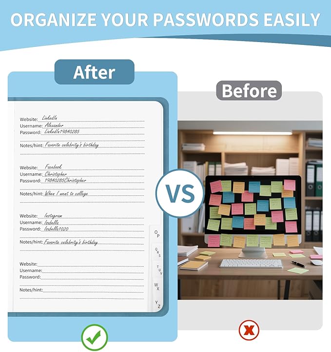 Password Book with Alphabetical Tabs, 4.5"x5.9"Small Pocket Password Keeper Book, 160 Pages/100GSM Hardcover Notebook, Password Organizer for Internet Website Address Login