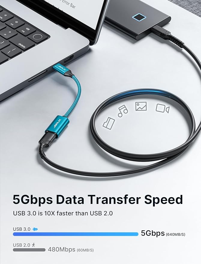 JSAUX USB C to USB 3.0 Adapter [2 Pack], Type C Male to USB Female OTG Cable Compatible with MacBook Pro/Air, iPhone 16 Pro Max/16 Plus/16e/15, Samsung Galaxy S25/S24/S23-Green